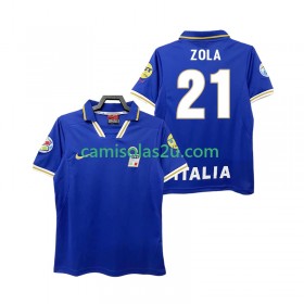 Camisolas de futebol Itália ZOLA 21 Retro Equipamento Principal 1996 Manga Curta